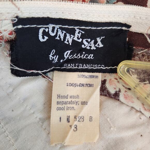 Vintage Black Label Gunne Sax Indian Cotton Bird Print 1969 Bohemian Dress Small - Picture 2 of 11